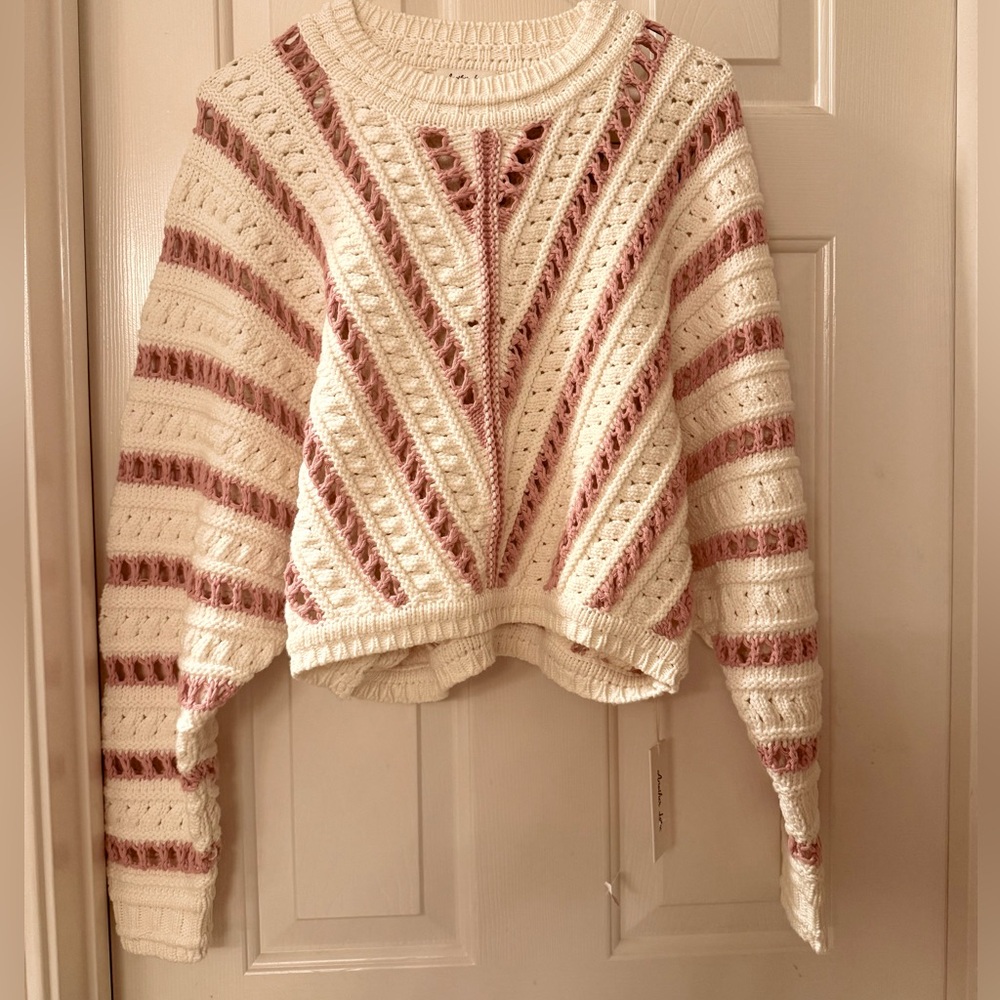 HAVEN STRIPE SWEATER by Another Love in Cherry Cream ๐ Size Small NWT - Picture 5 of 16